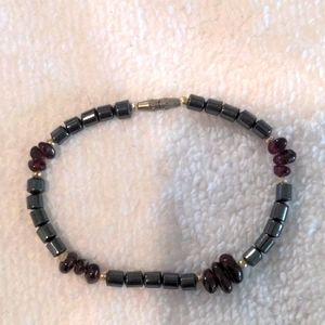 Hematite and semi precious stone bracelet